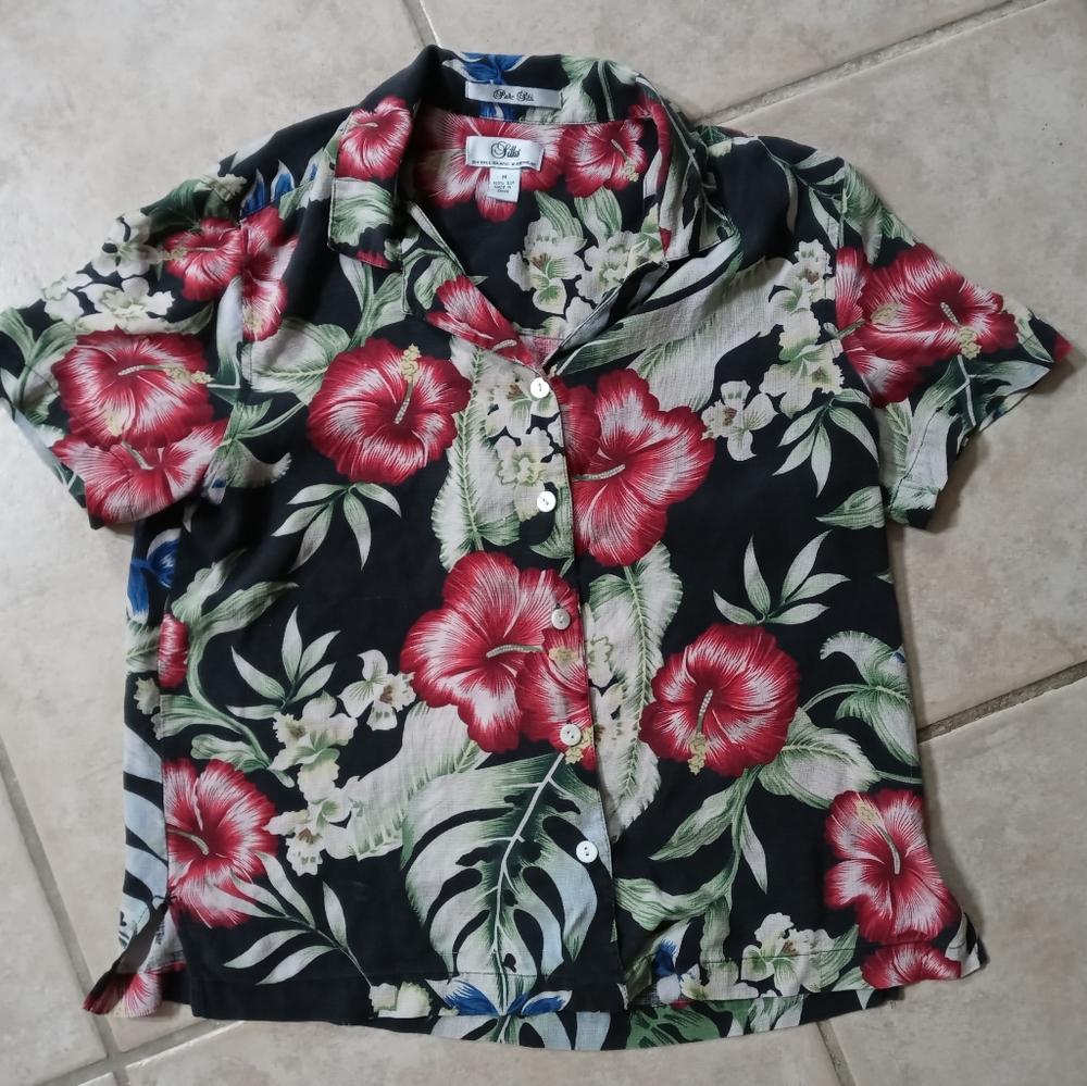 Hawaiian 100% Silk Button Down.Medium. - image 2